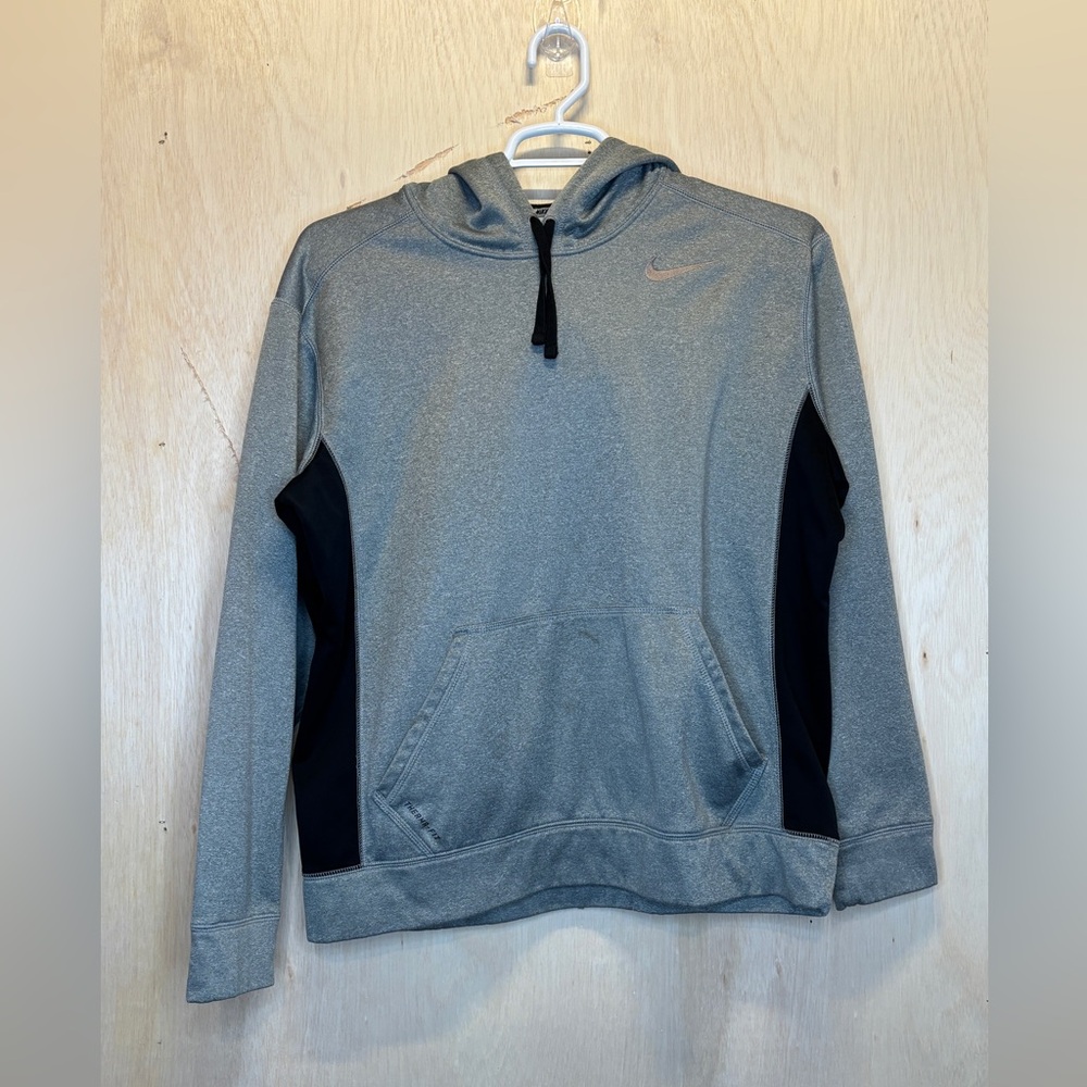 Nike Thermafit Hooded‎ Sweatshirt Gray Mens Large small flaw as pictured